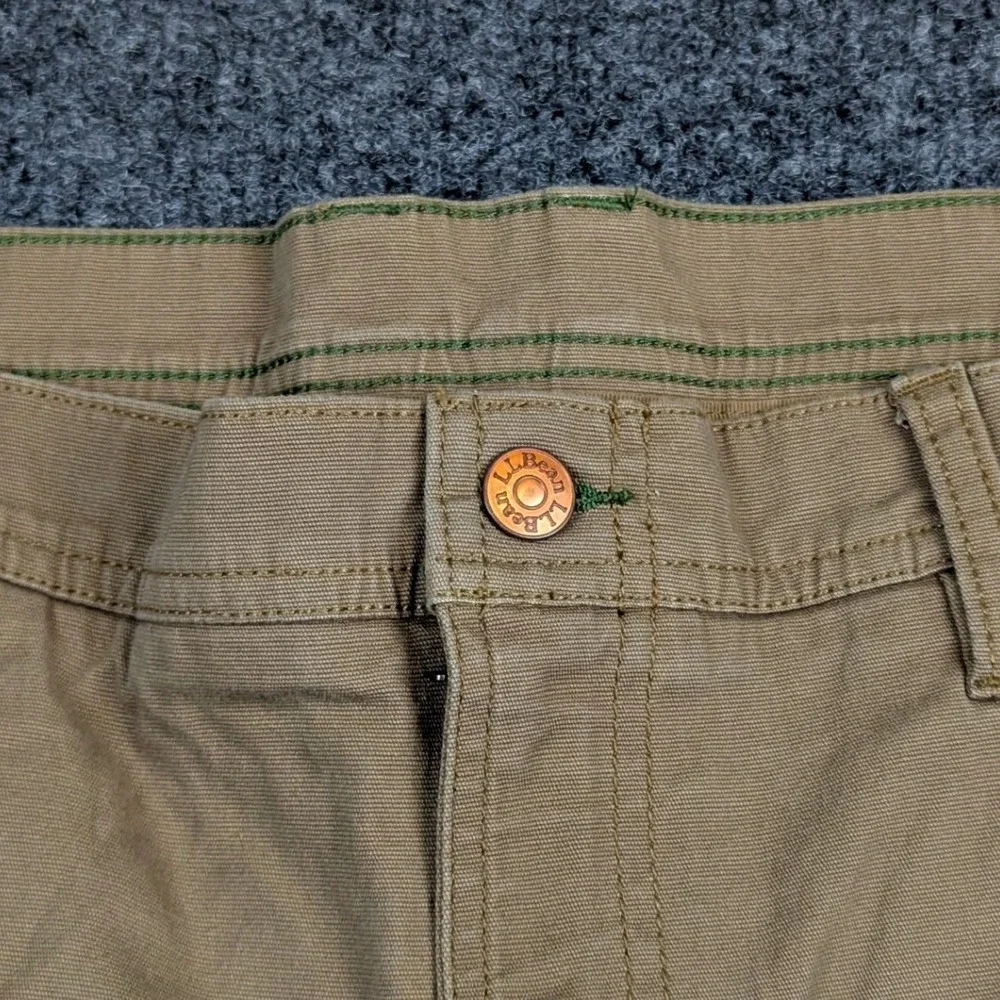 LL Bean Mens Classic Khaki Shorts Tan Cotton Stretch Utility Hiking Shorts 36W